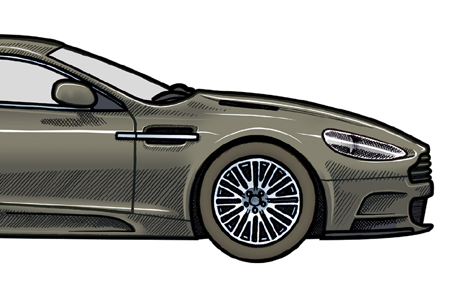 Close up detail of an 2006 Aston Martin DBS V12