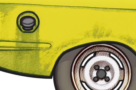 Close up detail of a Reliant Regal Supervan