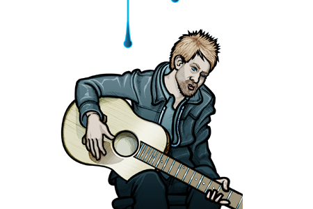 Close up detail of 451 portrait of musician and Radiohead frontman Thome Yorke