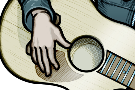 more close up detail of 451 portrait of musician and Radiohead frontman Thome Yorke