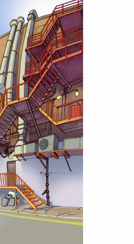 451 Illustration of an urban street in china town, Manchester, uk